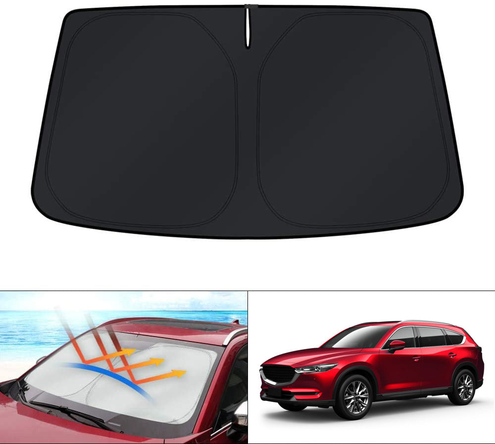 Windshield Sun Shade for Mazda CX-8 CX8 SUV 2018 2019 2020 2021 2022 2023 2024 Blocks UV Rays Foldable Custom Sun Visor Protector