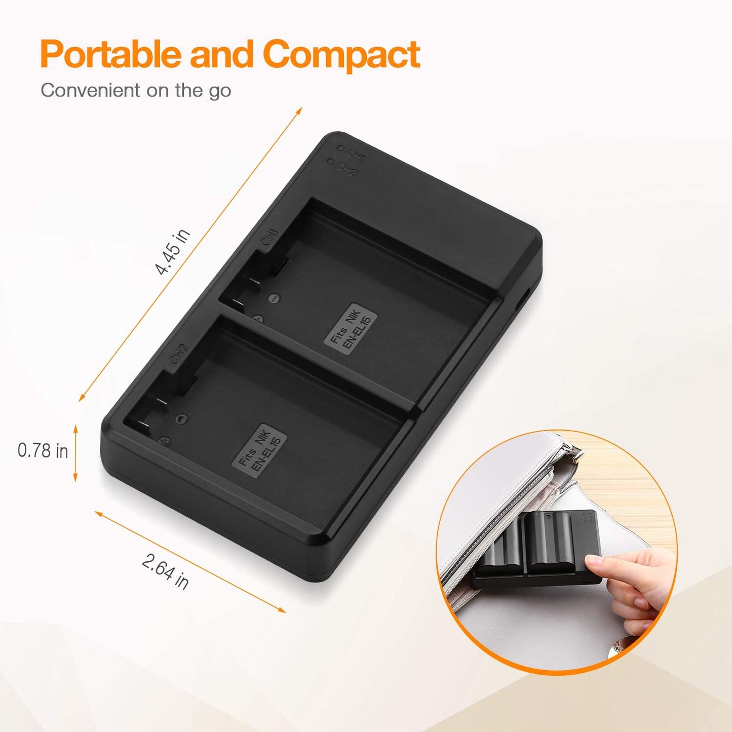 2 Rechargeable Battery and External USB Dual Charger for Nikon 1 V1 D500 D600 D610 D7000 D7100 D7200 D7500 D800 D850 EN-EL15 EN-EL15a EN-EL15b Camera