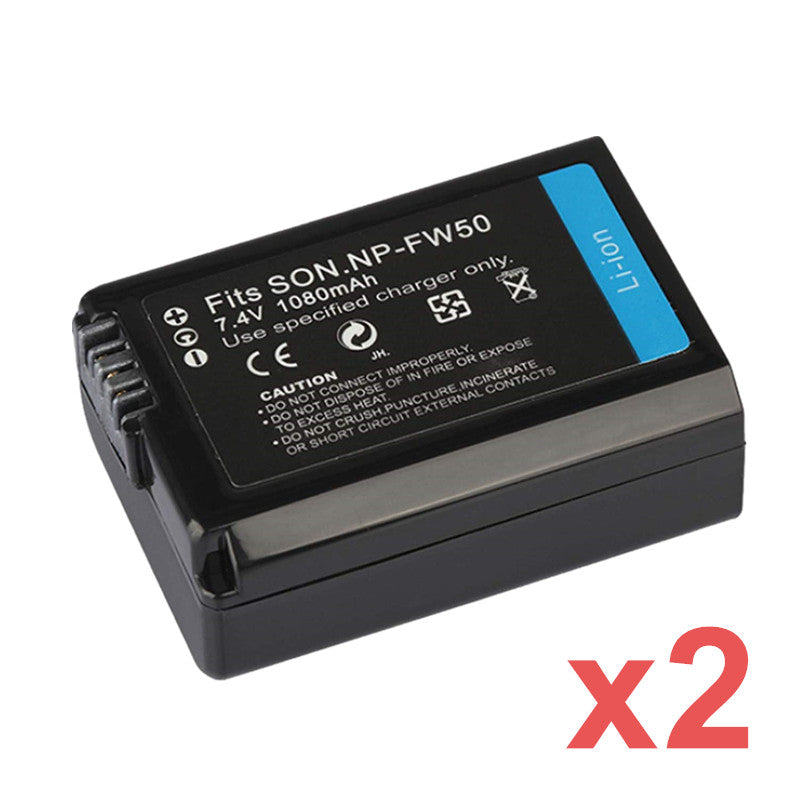 2x Replacement Battery + USB Dual Charger for Sony Camera NP-FW50 Alpha a3000 a3500 a37 a5000 a55 a5100 a6000 a6300 a6400 a6500