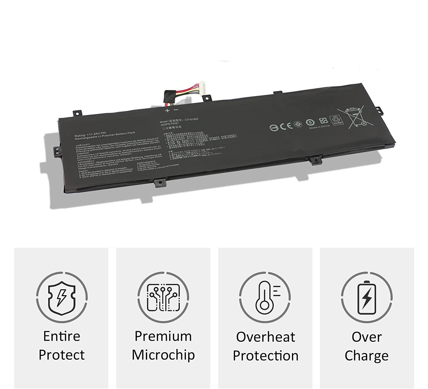 Replacement Battery for Asus Zenbook UX430U UX430UA UX430UN UX430UNR UX430UQ UX430UQ-GV015T U4100U U4100UQ PRO PU404 PU404UF C31N1620