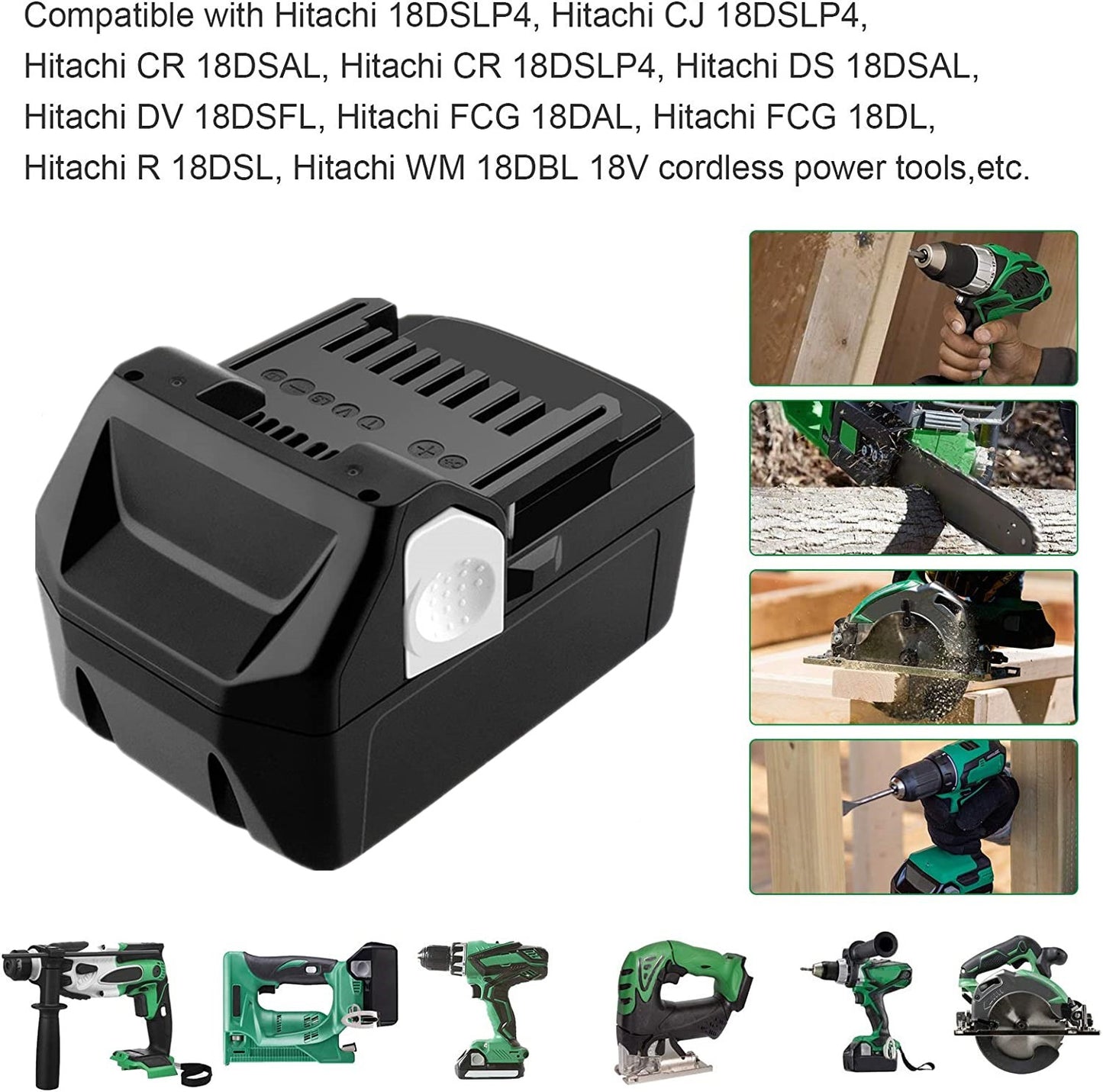 18V 3.0Ah Replacement Battery for Hitachi BSL1815X BSL1830 BSL1840 BSL1850 BSL1415 BSL1430 CJL8DSL Cordless Power Tools