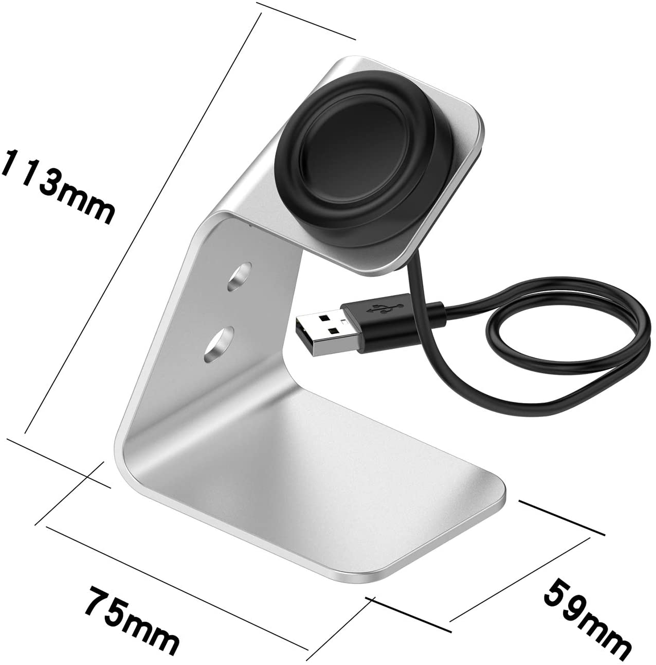 Silver Wireless Charger Dock Stand For Samsung Galaxy Watch 46mm 42mm SM-R800 SM-R810 SM-R815 EP-YO805