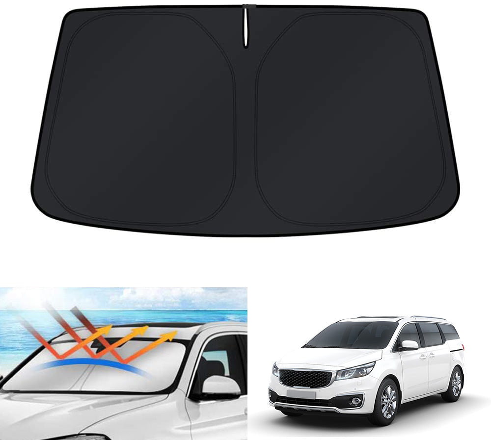 Windshield Sun Shade for Kia Carnival 2015-2020 Blocks UV Rays Foldable Custom Sun Visor Protector