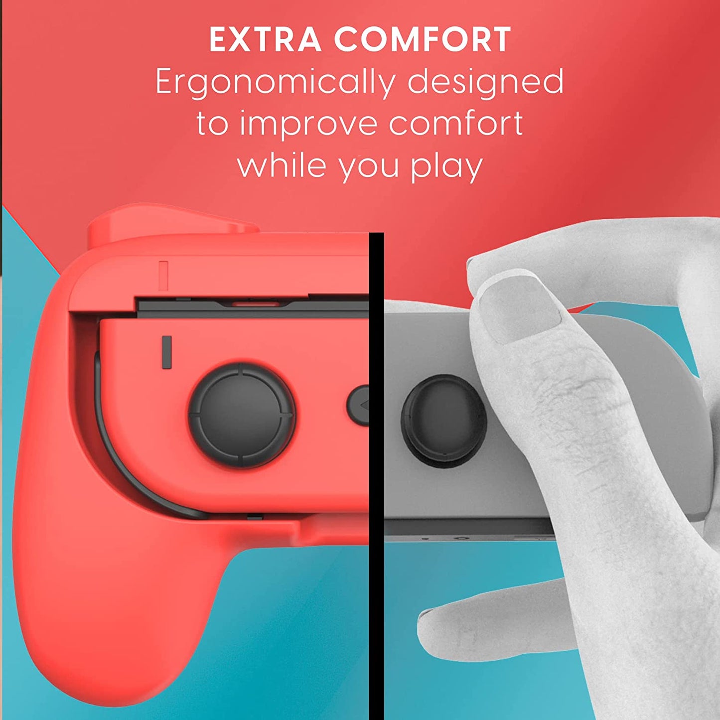 2 Pack Controller Grips Handle Compatible with Nintendo Switch Joy-Con - Blue and Red