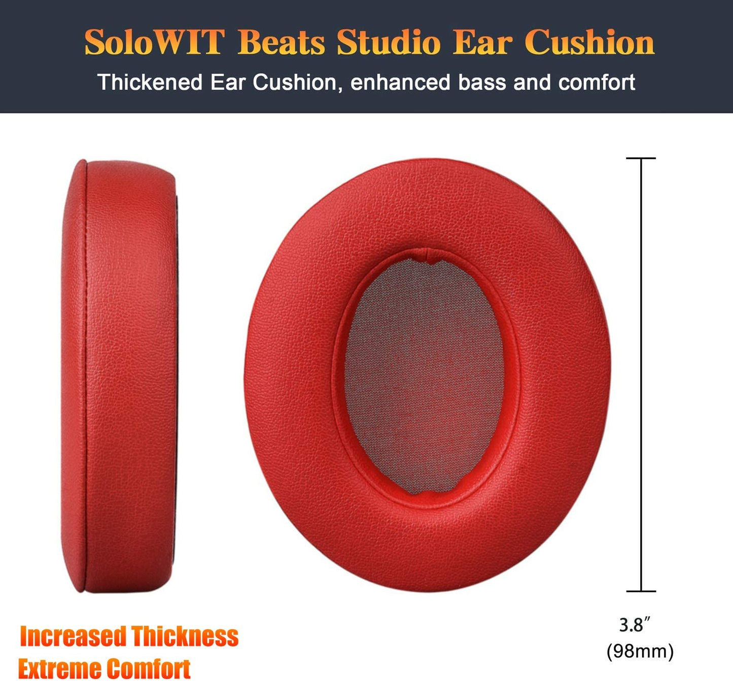 Replacement Ear Pads Cushions in Red for Beats Studio 2.0 3.0 Over-the-Ear Headphones
