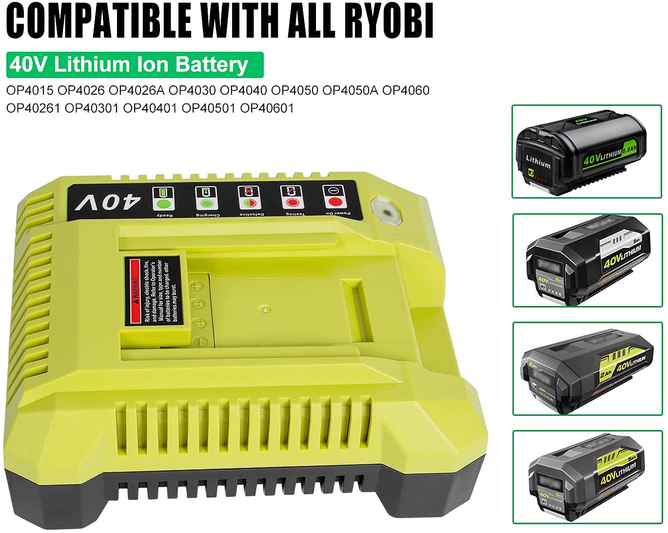 Replacement Battery Charger for Ryobi Cordless Power Tools OP4050A RBC3600E RBC36X26B RBL364 BPL3650D RBV36B RHT36C60R15 RY40410 BPL3626 OP401