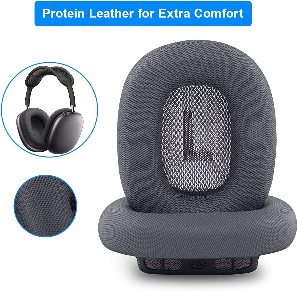 Grey Replacement Ear Pads Cushions Memory Foam with Protein Leather Magnetic for AirPods Max Headphone