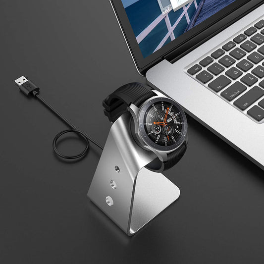 Silver Wireless Charger Dock Stand For Samsung Galaxy Watch 46mm 42mm SM-R800 SM-R810 SM-R815 EP-YO805