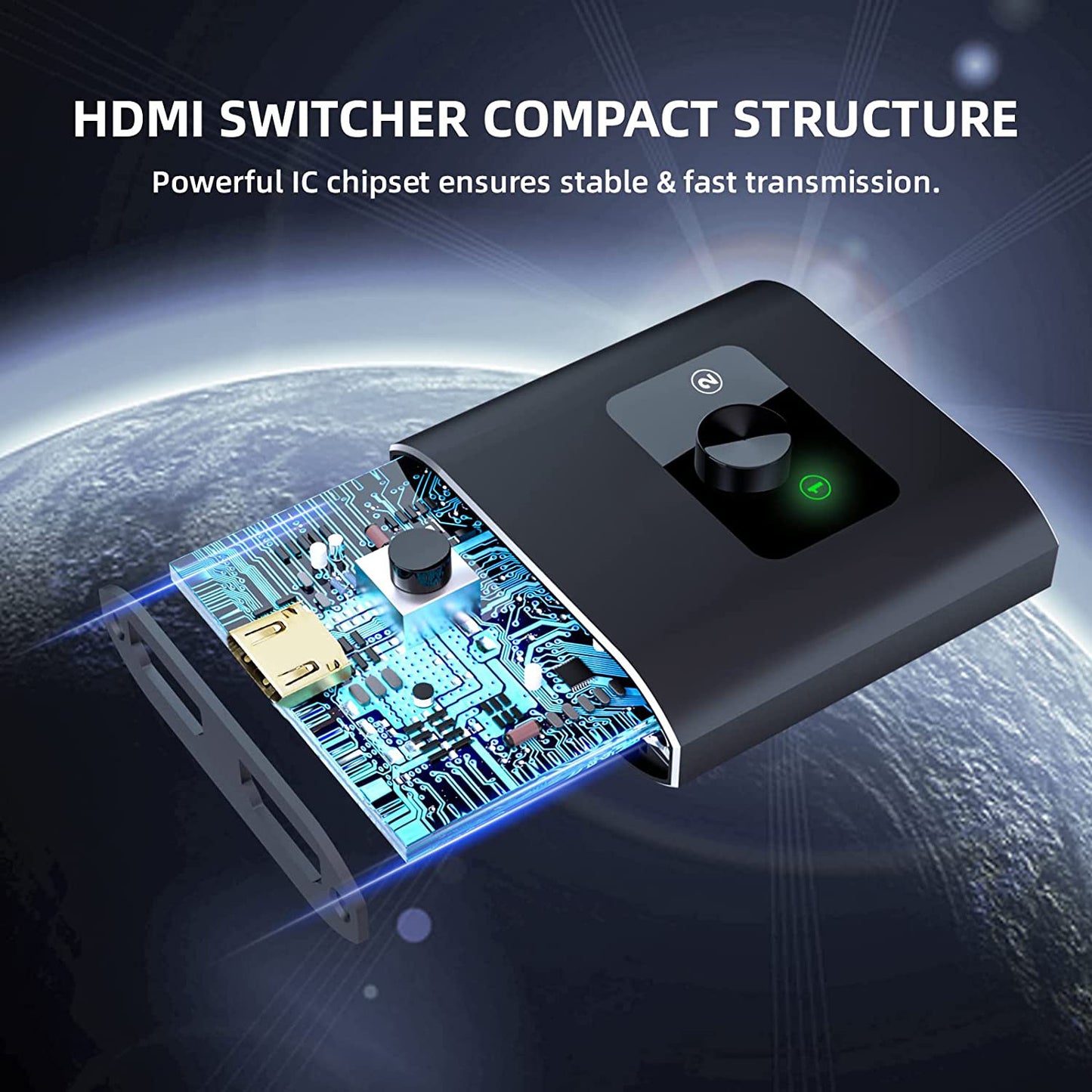 HDMI Switch 4k Bi-Directional Aluminium HDMI Splitter '1 in 2 Out' or '2 in 1 Out' for Xbox Switch PS5/4/3 Blu-Ray DVD