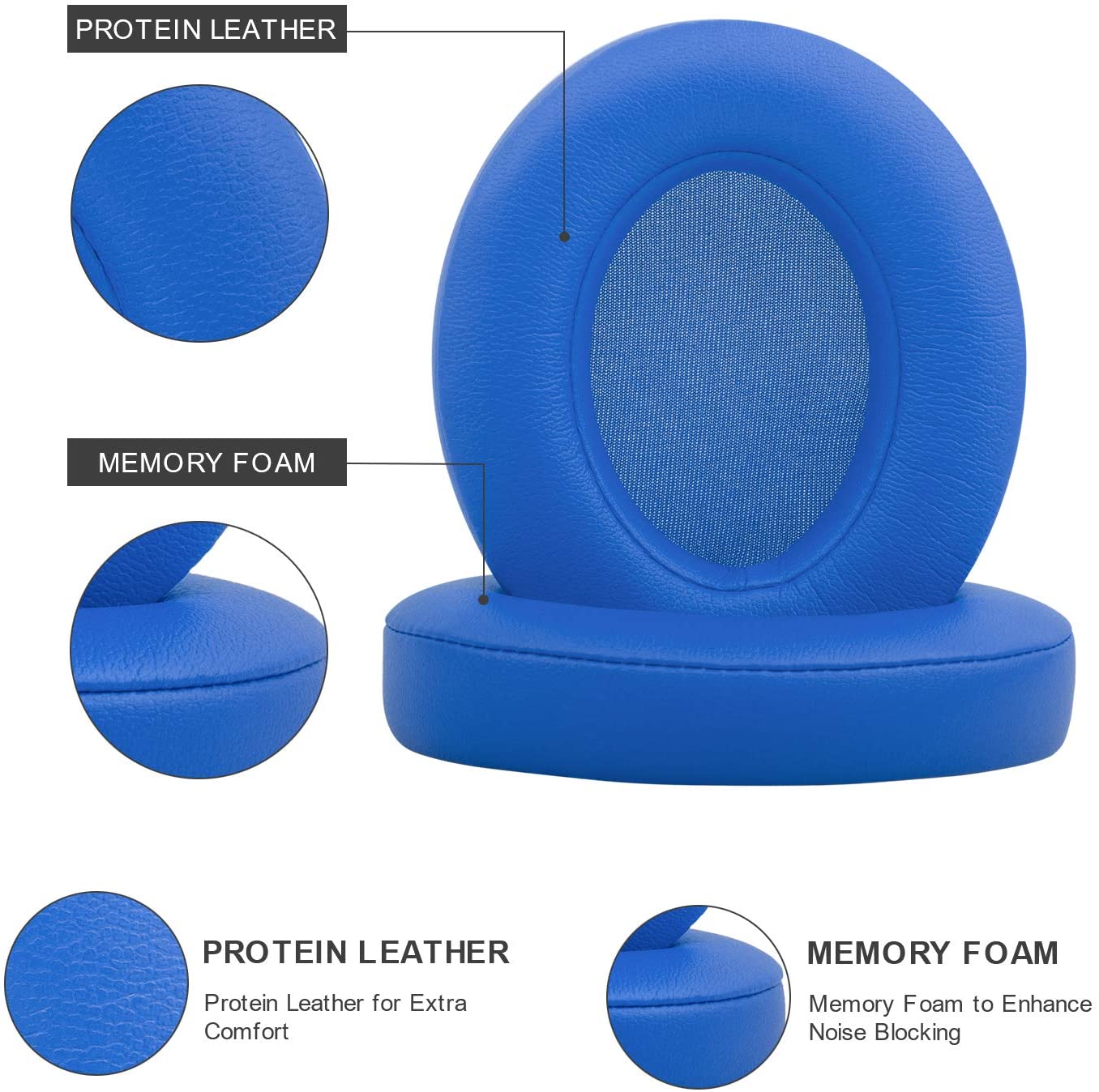 Replacement Ear Pads Cushions in Blue for Beats Studio 2.0 3.0 Over-the-Ear Headphones