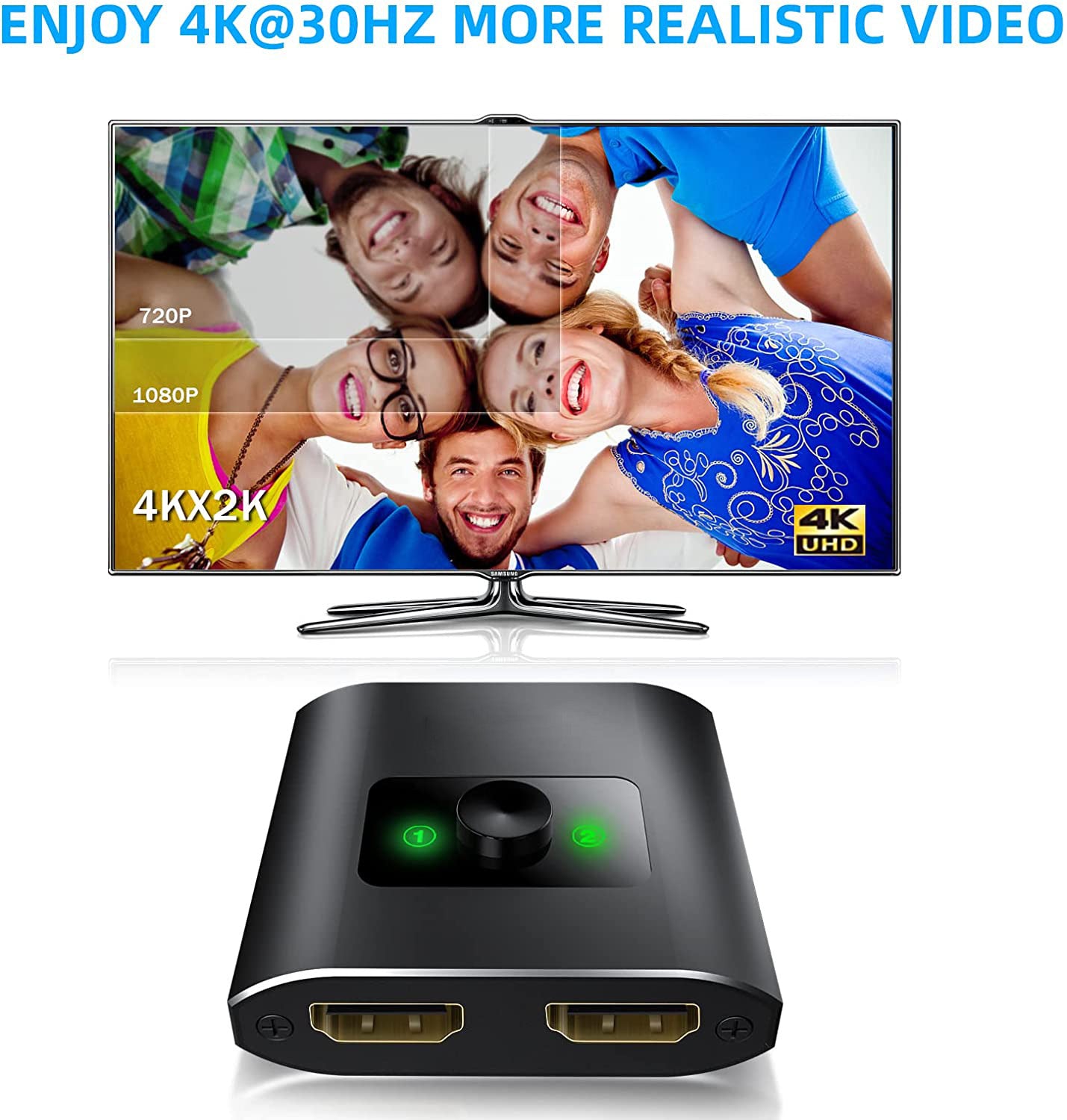 HDMI Switch 4k Bi-Directional Aluminium HDMI Splitter '1 in 2 Out' or '2 in 1 Out' for Xbox Switch PS5/4/3 Blu-Ray DVD