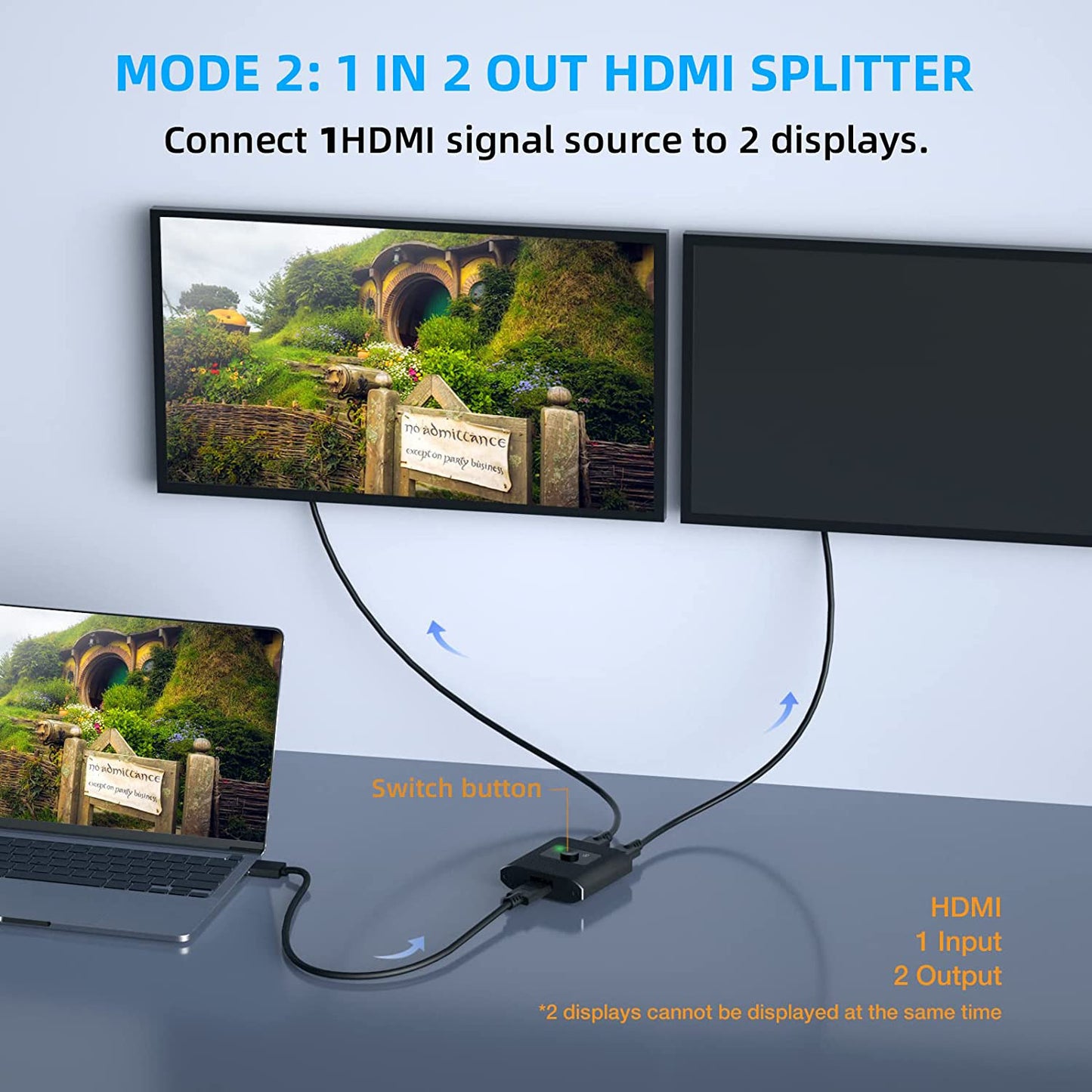 HDMI Switch 4k Bi-Directional Aluminium HDMI Splitter '1 in 2 Out' or '2 in 1 Out' for Xbox Switch PS5/4/3 Blu-Ray DVD
