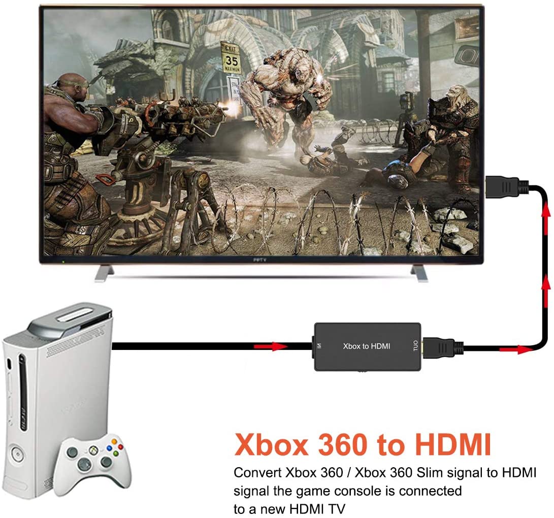 Xbox 360 to HDMI Converter Adapter, 720P / 1080P HDTV HDMI Display Cables Support Xbox 360 and Xbox 360 Slim