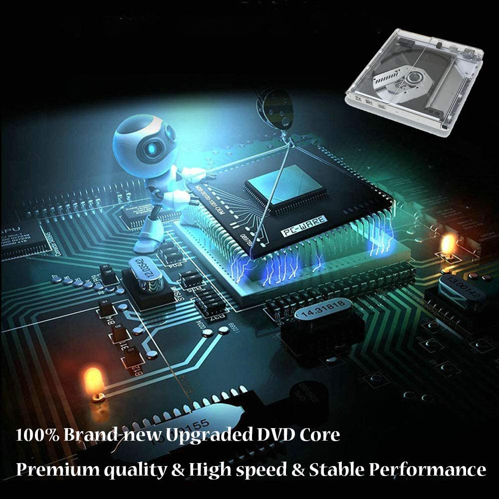 External DVD CD Drive Burner Writer Player for Windows 10 8 7 Mac OS Laptop Desktop PC TV with USB and USB Type-C HDMI Port