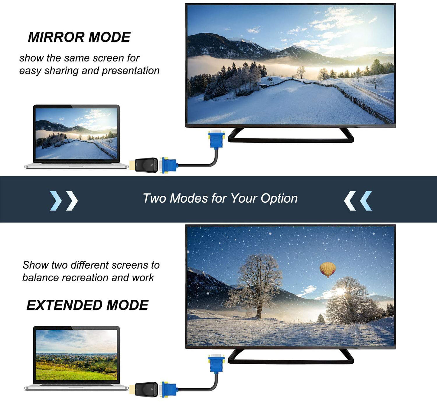 HDMI to VGA Adapter (Male to Female 1080p) for Laptop, PC, Monitor, Projector, Raspberry Pi, Xbox, PS4, PS5, MacBook, Mac Mini