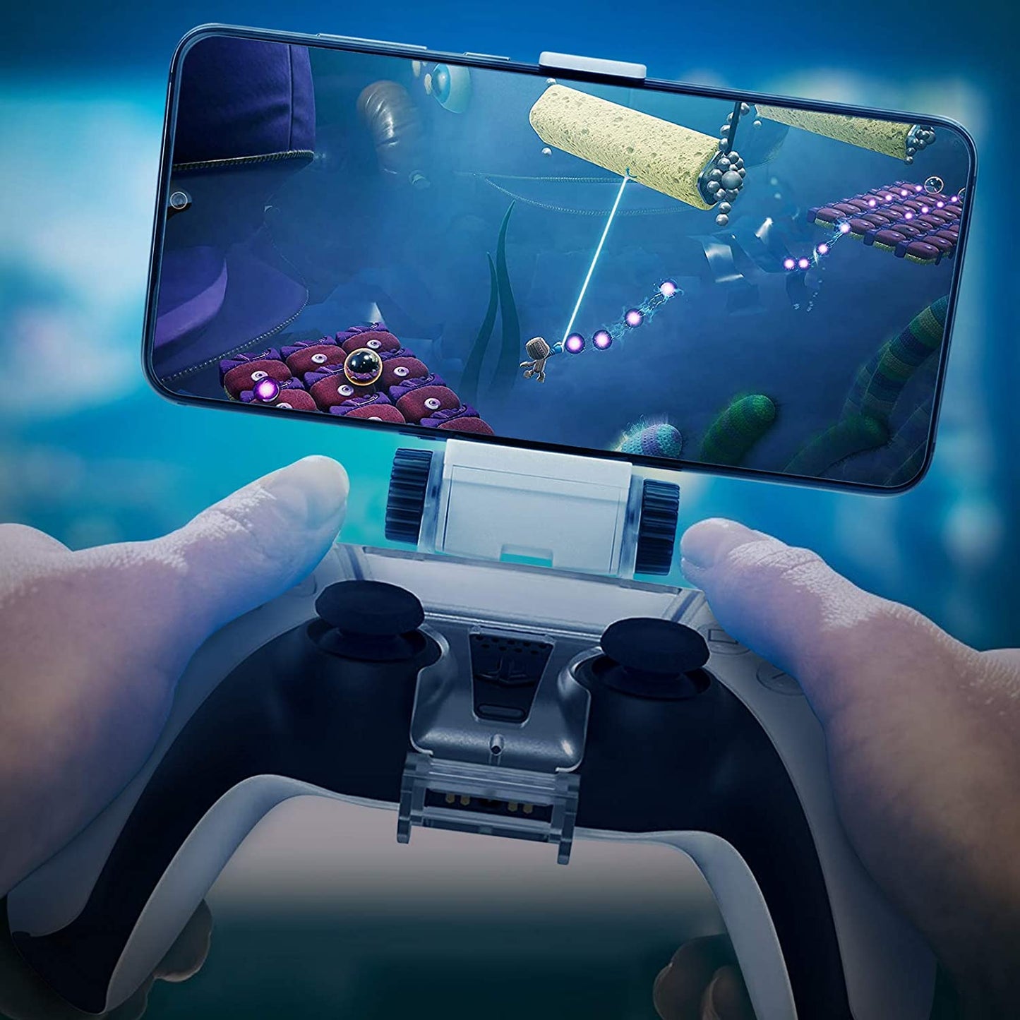 Foldable Mobile Phone Android iPhone Holder Mount Clip Clamp Bracket with Adjustable Stand for Sony Playstation 5 PS5 Controller