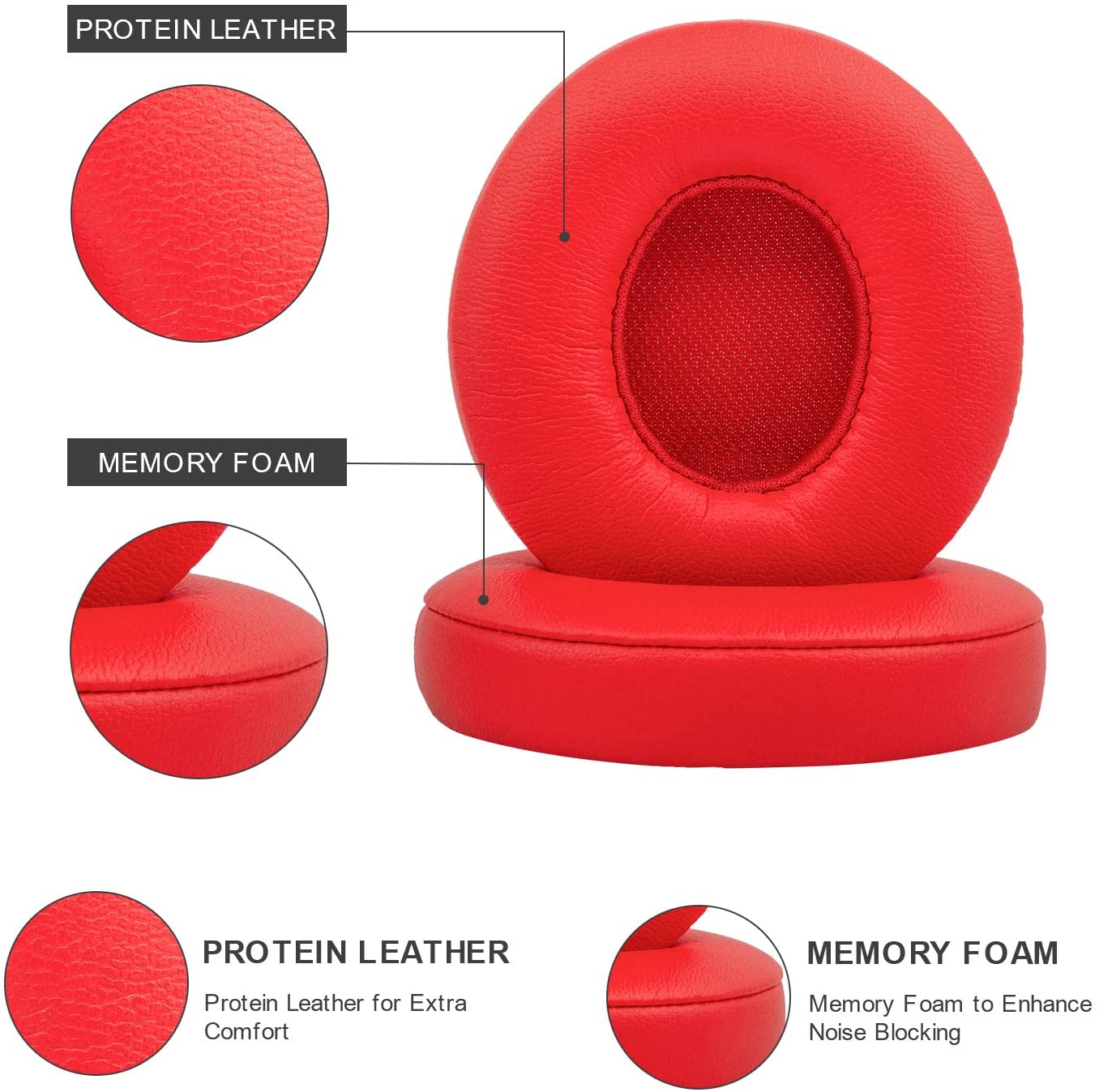 Red Replacement Cushions Ear Pads for Beats Dr Dre Solo 2.0 3.0 Wired Headphone