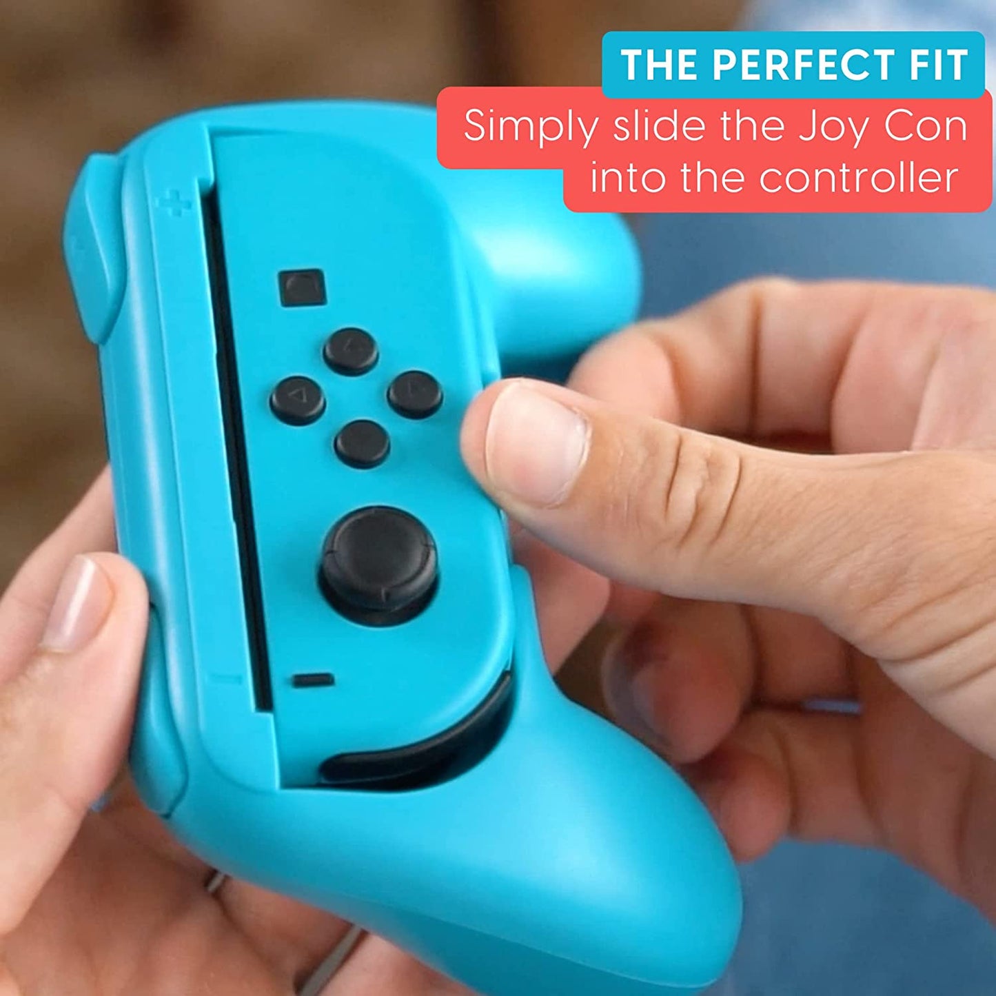 2 Pack Controller Grips Handle Compatible with Nintendo Switch Joy-Con - Blue and Red