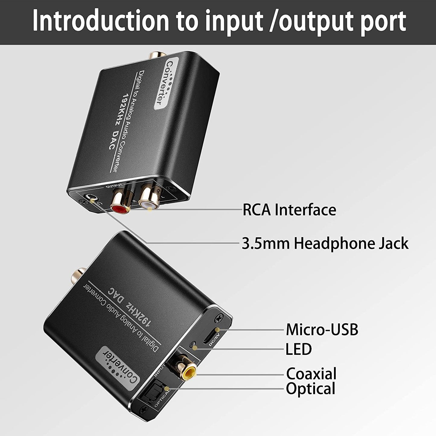 Digital to Analog Audio Converter, SPDIF Optical to L/R RCA, Toslink Optical to 3.5mm Jack Adapter for PS3 HD DVD PS4 Amp Apple TV Home Theatre