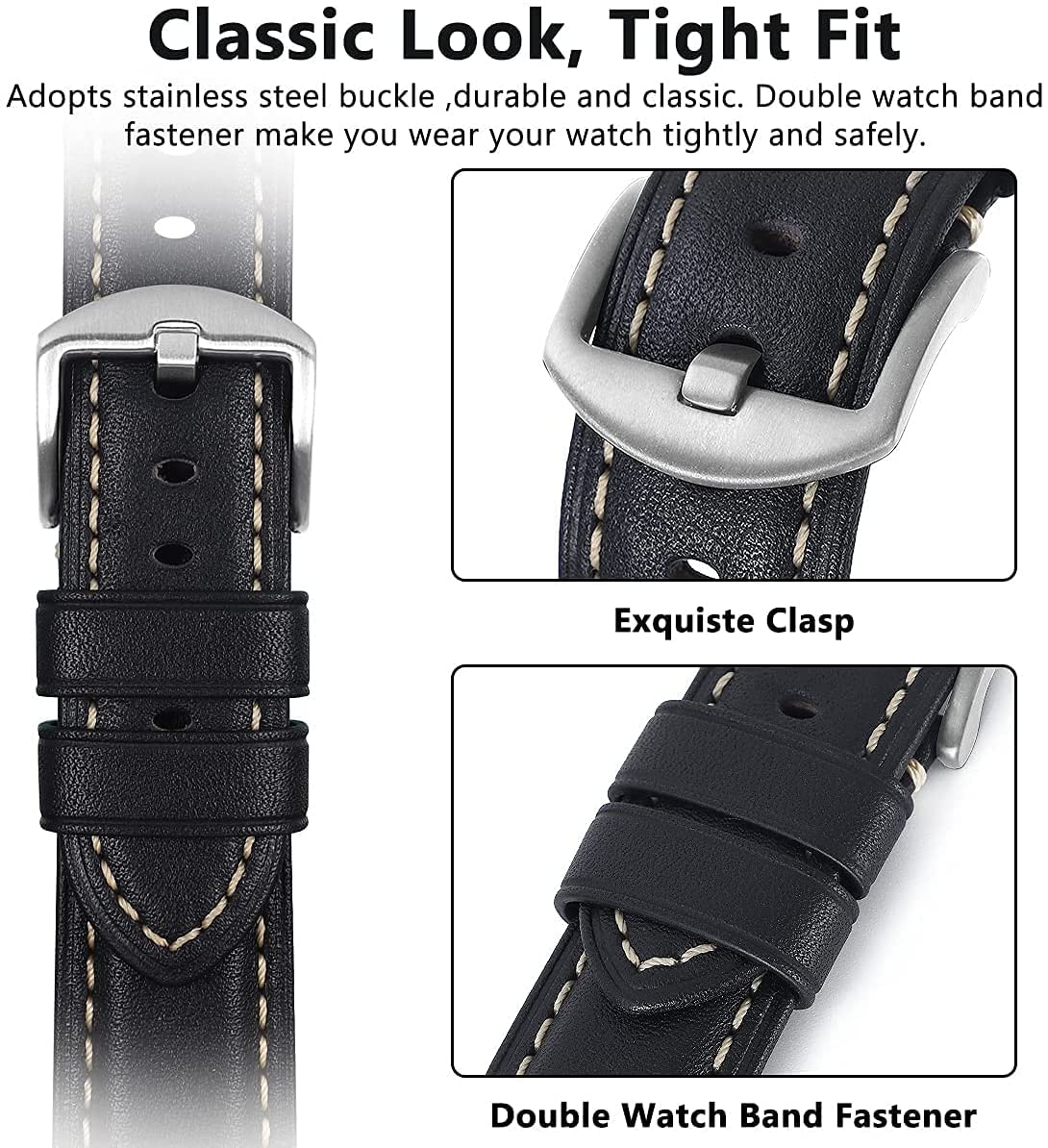 Leather Soft Band Replacement Strap For Apple Watch Series 7 6 5 4 3 2 1 SE Sport 42mm 44mm 45mm Black