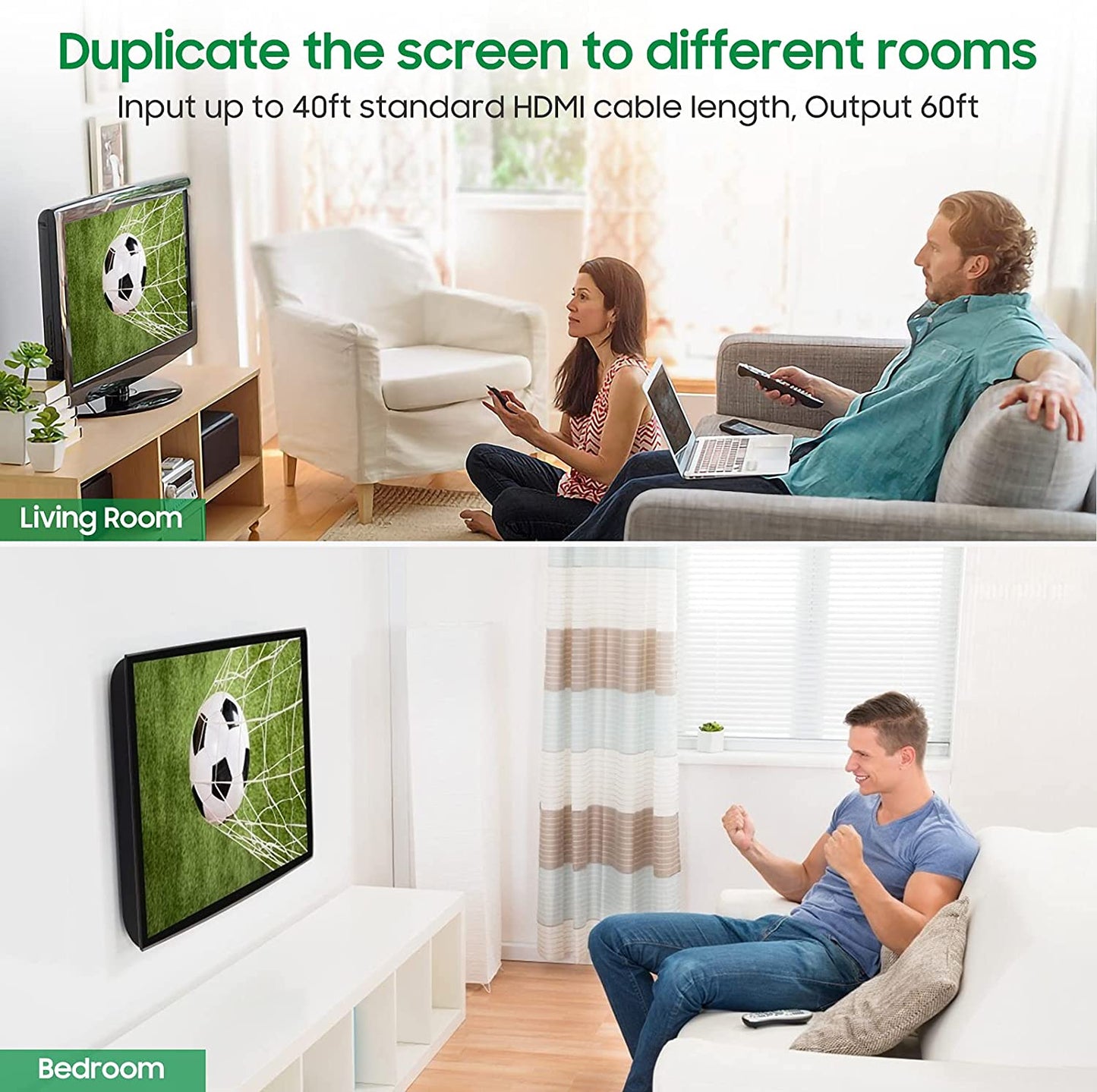 HDMI Splitter 1 in 2 Out 4K Aluminum 1.4 HDCP Supports 4K30HZ 3D 1080P for Xbox PS4 PS3 Fire Stick Blu-Ray Apple TV