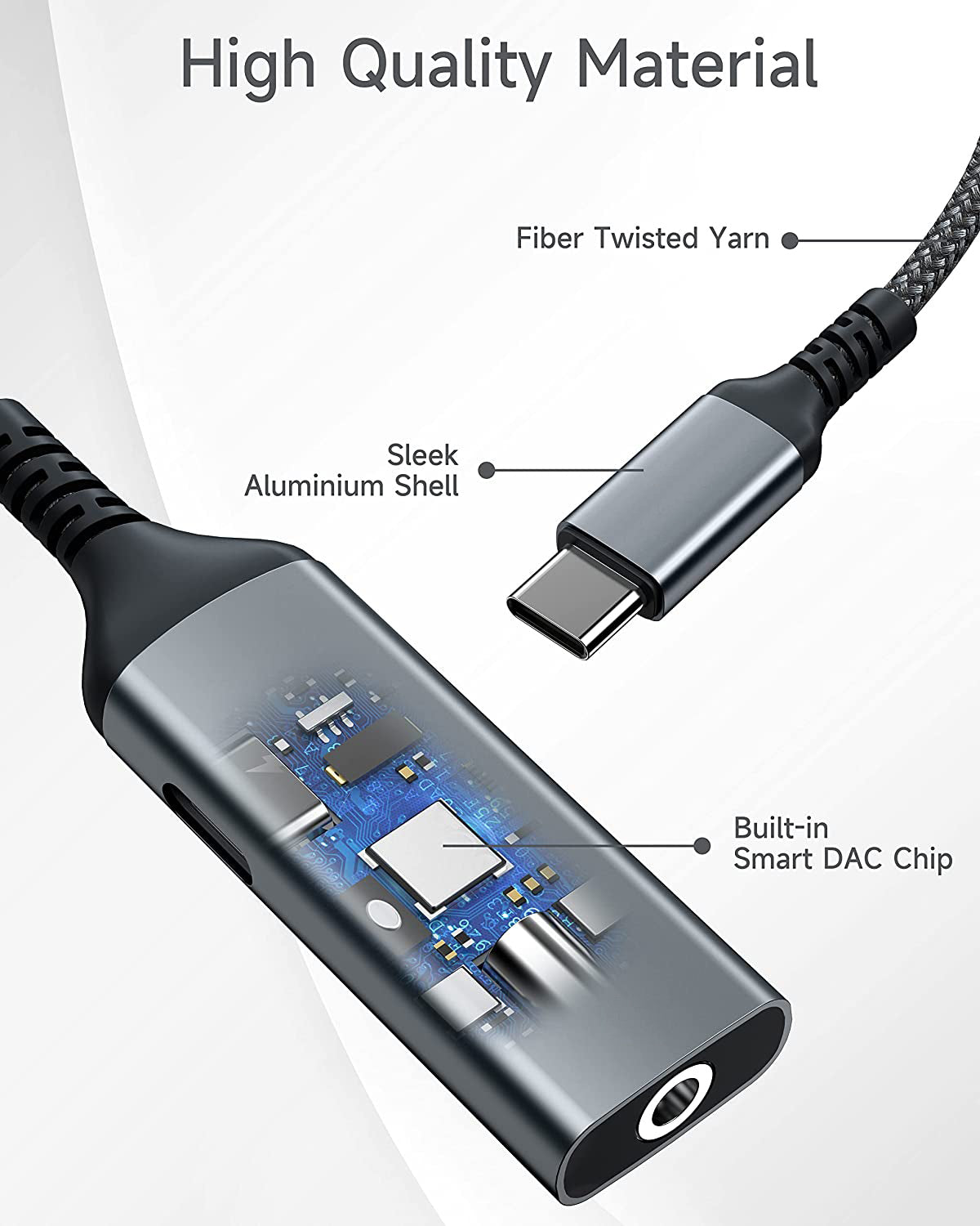 USB-C to 3.5mm Aux Audio Jack and Charger Adapter QC Quick Charging PD 60W Fast Charging Cable for Galaxy S22/S21/S20/Note 20,Pixel 4/3/2/XL,iPad Pro