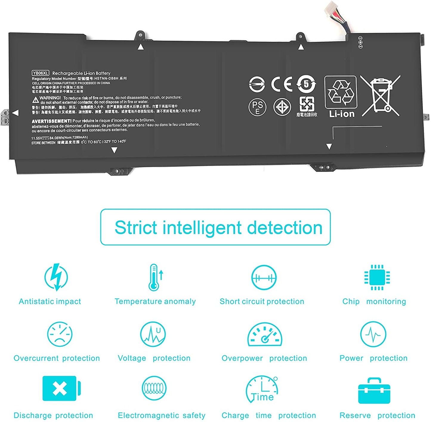 Replacement Battery for HP YB06XL Spectre X360 15-ch0xx 928372-856 928427-271 928427-272 HSTNN-DB8H Laptop
