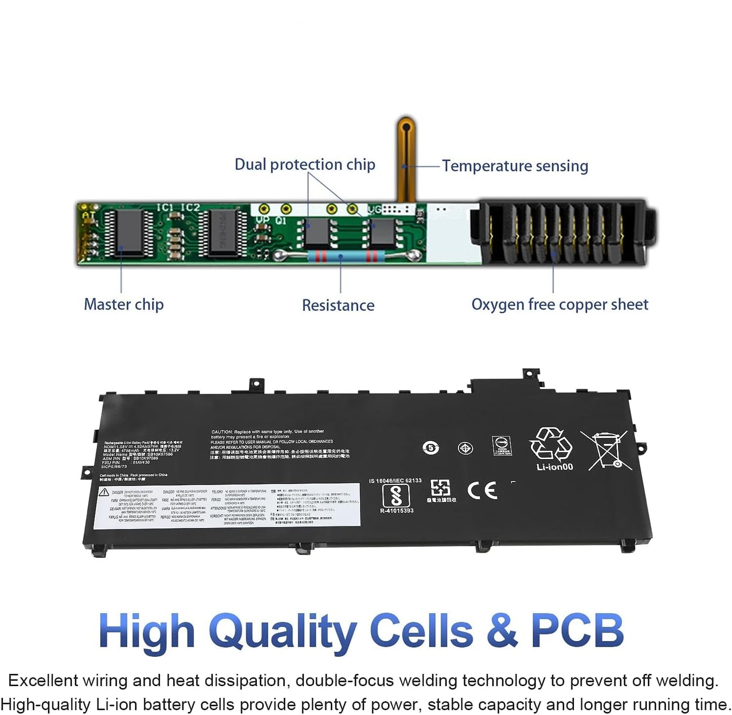 Lenovo Thinkpad X1 Carbon Gen 5 Gen 6 2017 2018 Replacement Laptop Battery for Part # 01AV429 01AV430 01AV431 01AV494 SB10K97586 SB10K97587 SB10K97588