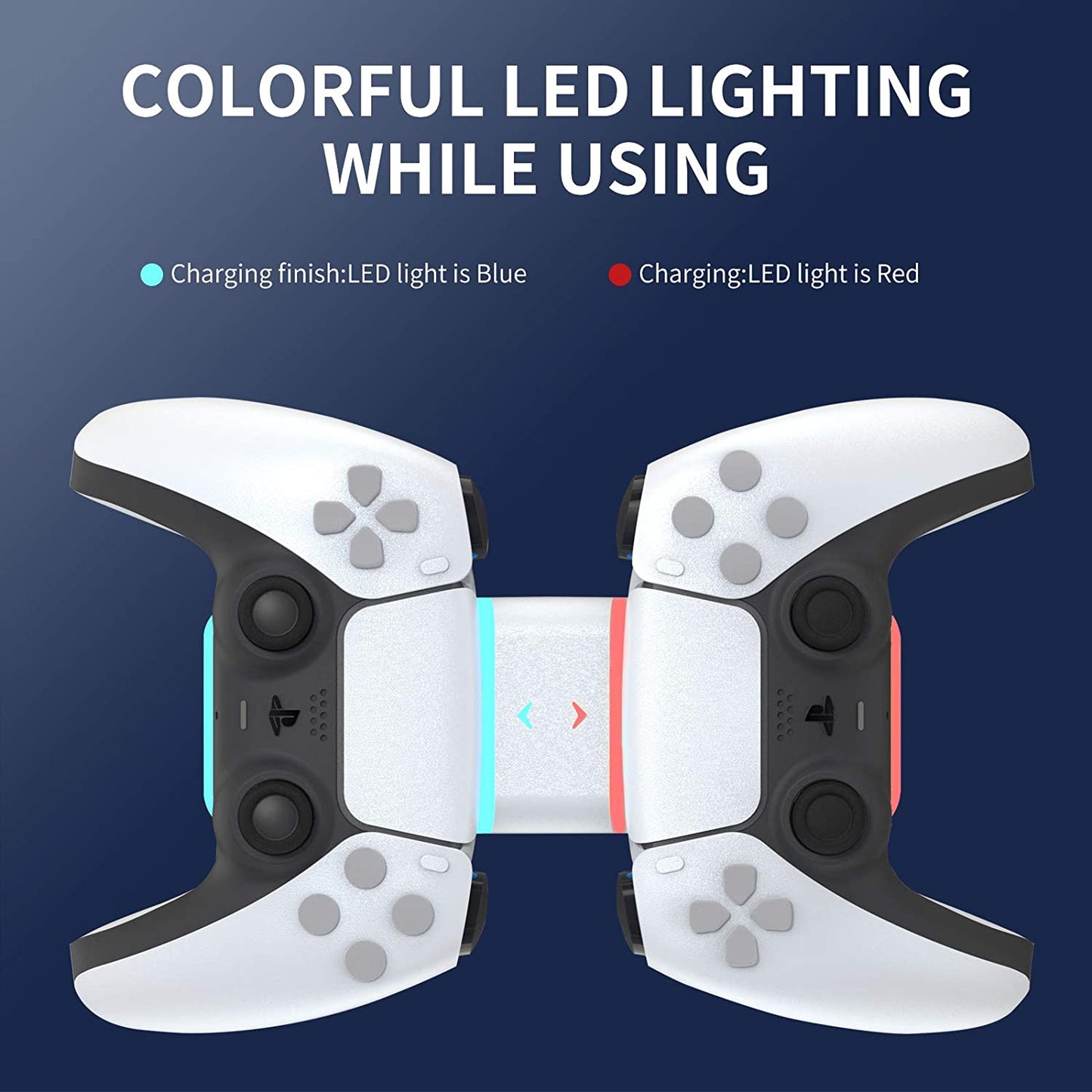 Dual Controllers Charger Fast Charging Dock Station Stand with LED For Sony PS5 Playstation 5 DualSense Controller