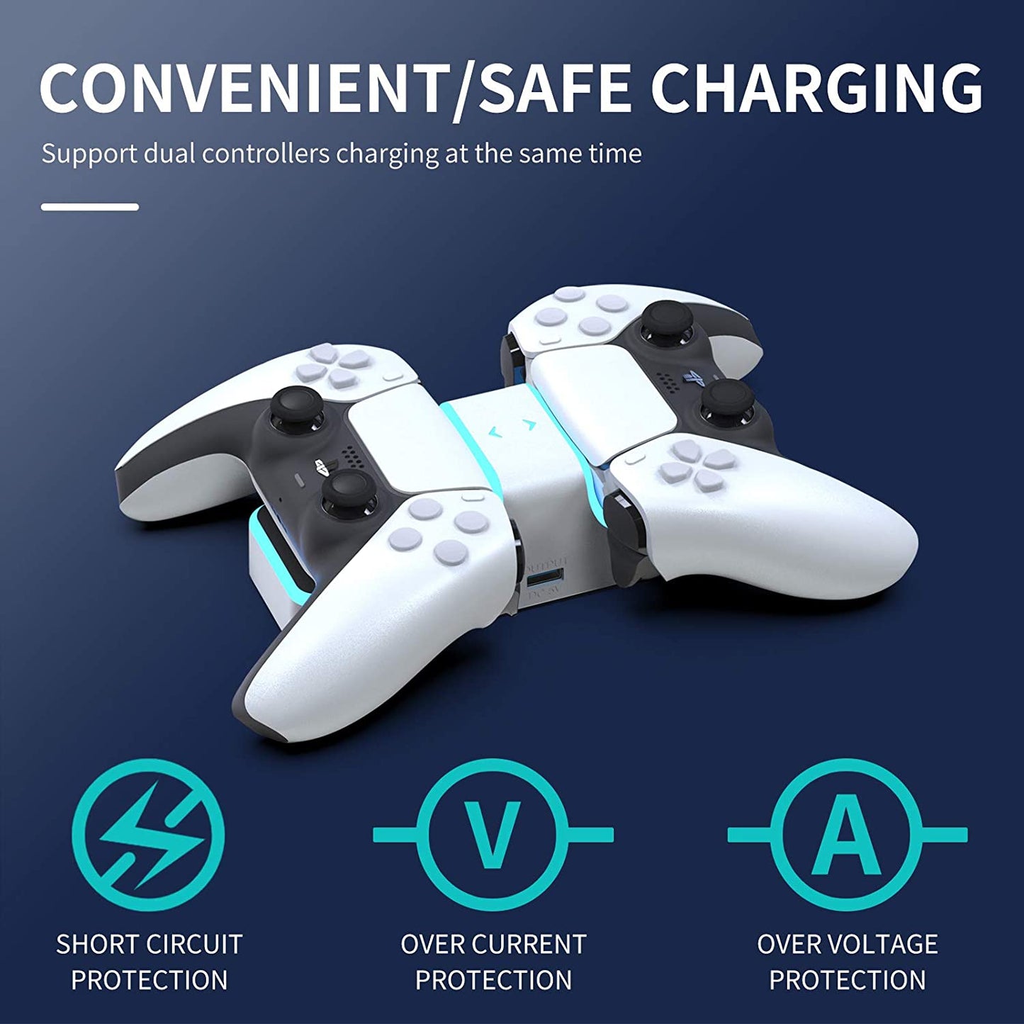Dual Controllers Charger Fast Charging Dock Station Stand with LED For Sony PS5 Playstation 5 DualSense Controller