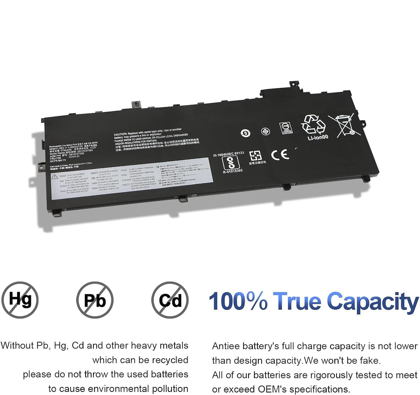 Lenovo Thinkpad X1 Carbon Gen 5 Gen 6 2017 2018 Replacement Laptop Battery for Part # 01AV429 01AV430 01AV431 01AV494 SB10K97586 SB10K97587 SB10K97588