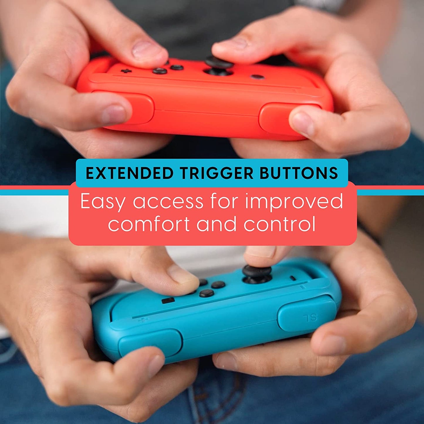 2 Pack Controller Grips Handle Compatible with Nintendo Switch Joy-Con - Blue and Red