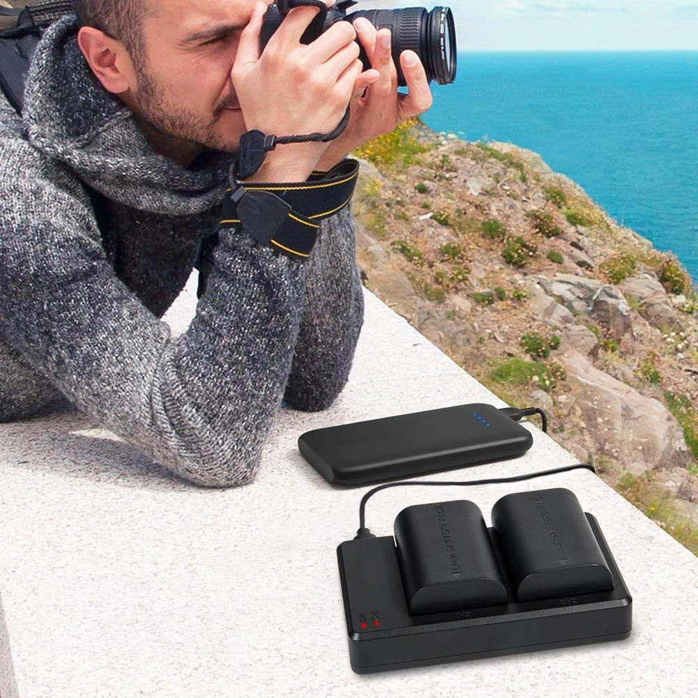 External USB Dual Battery Charger for Nikon 1 V1 D500 D600 D610 D7000 D7100 D7200 D750 D7500 D800 D810 D850 Z6 Z7 EN-EL15 EN-EL15a EN-EL15b EN-EL15e