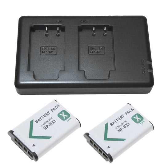 2x Replacement Battery + USB Dual Charger for Sony NP-BX1 DSC-WX500 HX90V HDR-AS200V HDR-PJ410 HDR-CX405 HDR-CX440 Camera