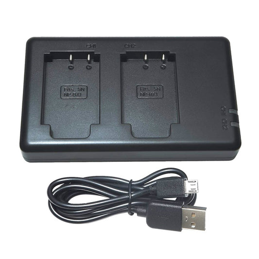 USB Dual Battery Charger for Sony NP-BX1 DSC-WX500 HX90V HDR-AS200V HDR-PJ410 HDR-CX405 HDR-CX440 Camera