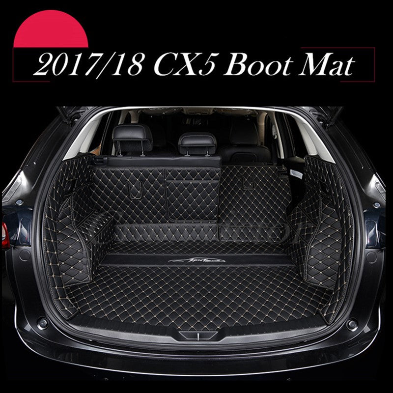 Mazda CX-5 CX5 2017-2025 Premium PU Leather Custom Made Waterproof Boot Liner Cargo Mat Cover Back Seat Protector Kick Mats