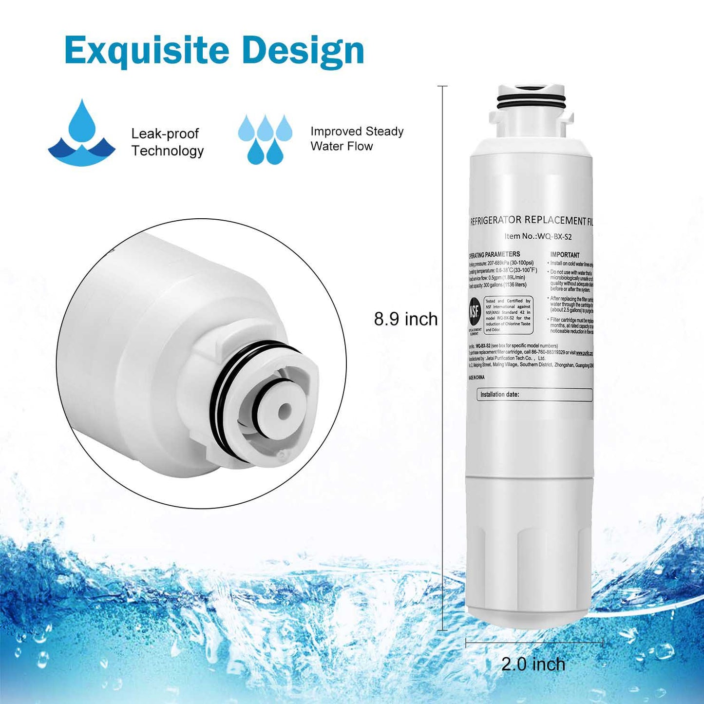 3 Packs Samsung Fridge Replacement Water Filter DA29-00020B DA29-00020A DA-97-08006A AQP-FF27A SRF717CDBLS SRF719DLS SRF924DLS SRF801GDLS SRF731GDLS