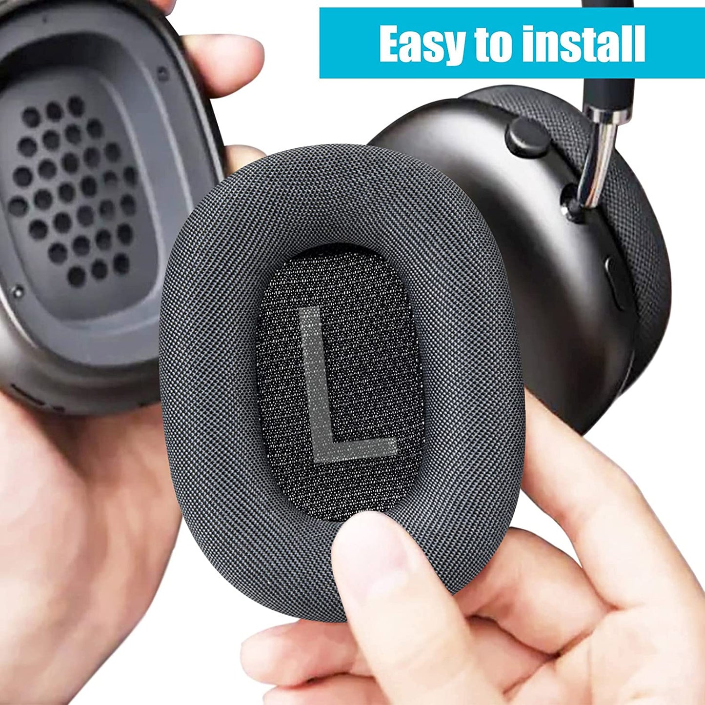 Grey Replacement Ear Pads Cushions Memory Foam with Protein Leather Magnetic for AirPods Max Headphone