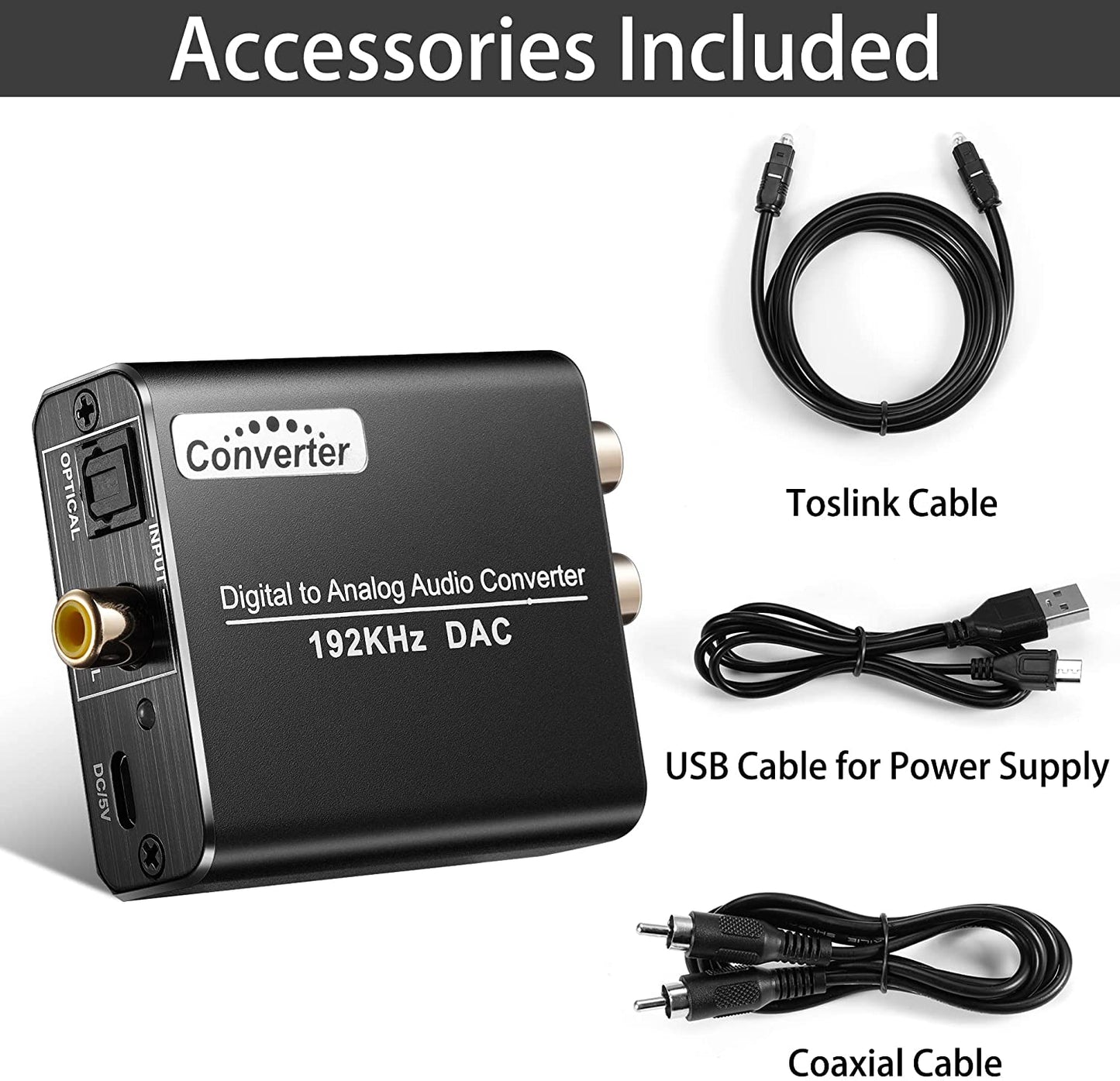 Digital to Analog Audio Converter, SPDIF Optical to L/R RCA, Toslink Optical to 3.5mm Jack Adapter for PS3 HD DVD PS4 Amp Apple TV Home Theatre