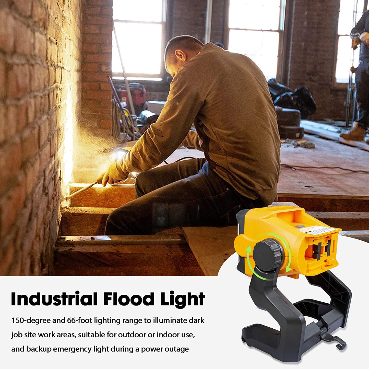 2800LM LED Super Bright Work Light Cordless Corded Flood Light with Power Supply Compatible with Dewalt Makita Ryobi Black Decker Battery