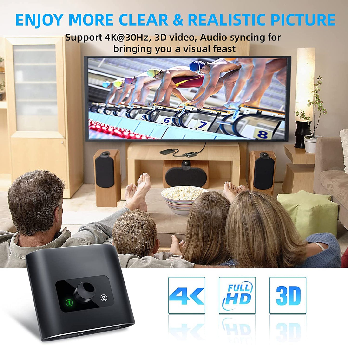 HDMI Switch 4k Bi-Directional Aluminium HDMI Splitter '1 in 2 Out' or '2 in 1 Out' for Xbox Switch PS5/4/3 Blu-Ray DVD