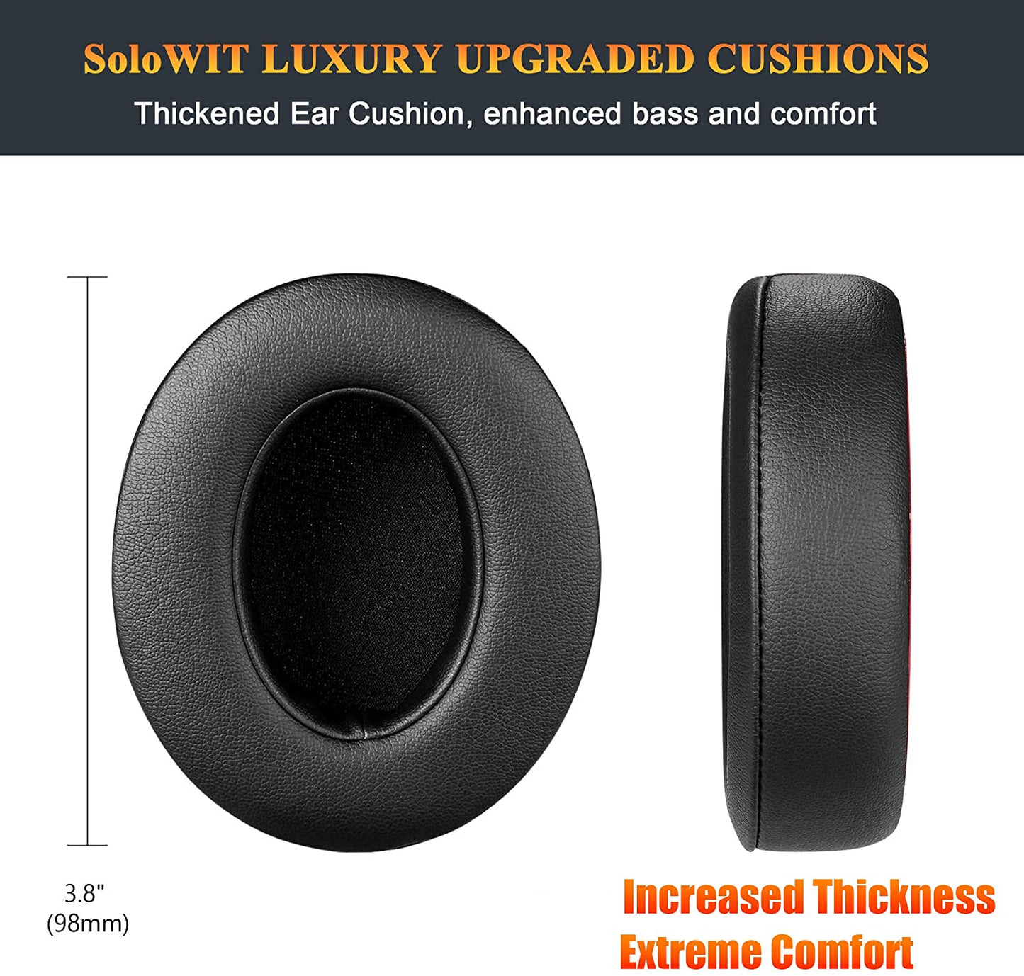 Replacement Ear Pads Cushions in Black for Beats Studio 2.0 3.0 Over-the-Ear Headphones