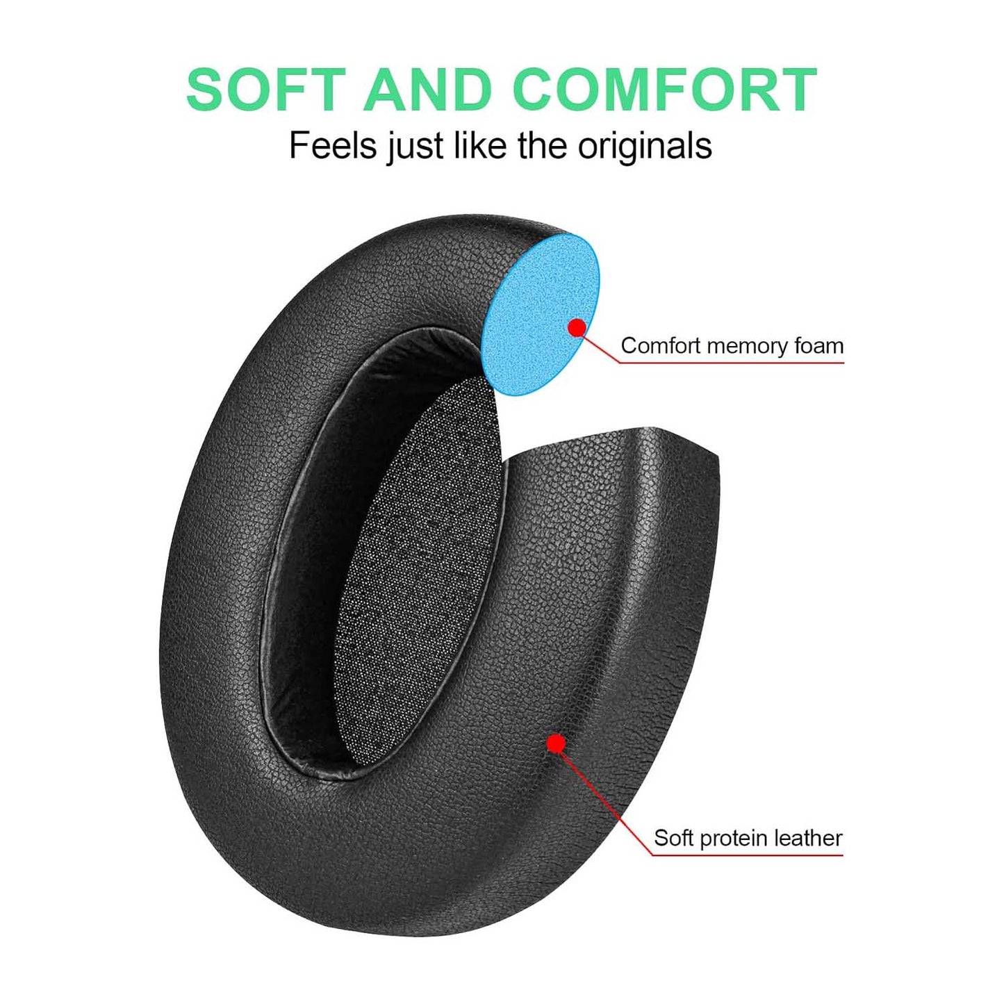 Replacement Ear Pads Cushions Black for Sony WH-XB910N Wireless Headphones