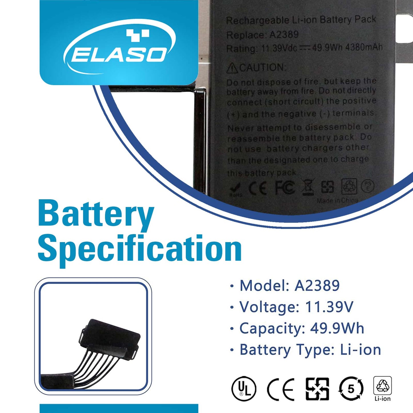 Replacement A2389 Battery for Apple MacBook Air 13-inch 2020 with M1 Chip Model A2337