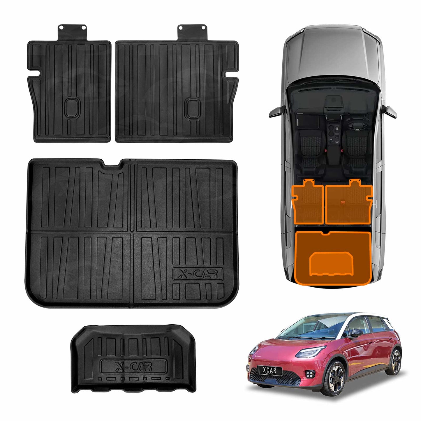 Interior Boot Liners Set for Aion AION UT 2026-Onwards All Weather Heavy Duty Toolbox Cargo Car Trunk Kick Mats Cover Luggage Tray