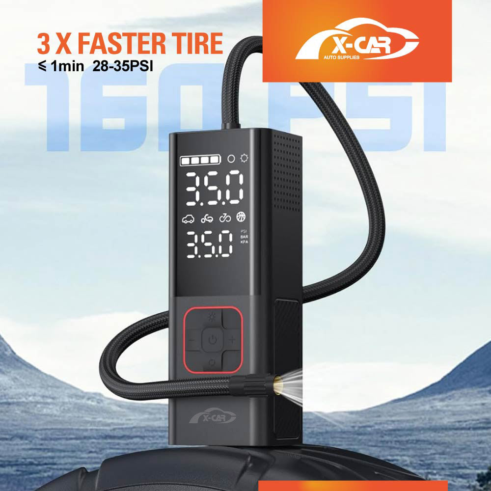 Premium Portable Cordless Electric Air Pump Air Compressor with Digital Pressure Gauge Memory Function Rechargeable for Bike Motorcycle Vehicle Balls Swim Rings