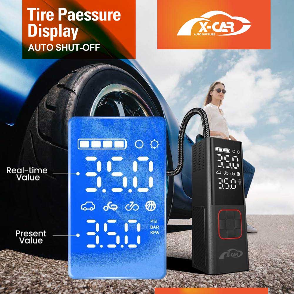 Premium Portable Cordless Electric Air Pump Air Compressor with Digital Pressure Gauge Memory Function Rechargeable for Bike Motorcycle Vehicle Balls Swim Rings