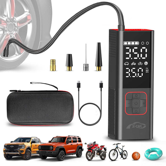 Premium Portable Cordless Electric Air Pump Air Compressor with Digital Pressure Gauge Memory Function Rechargeable for Bike Motorcycle Vehicle Balls Swim Rings