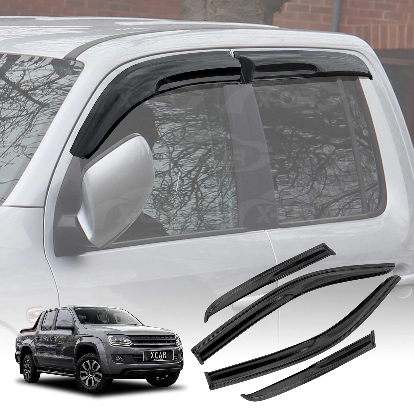 Premium Weathershields for Volkswagen Amarok 2009-2022 Dual Cab Car Weather Shields Wind Deflectors Window Sun Visor 4-Piece Set