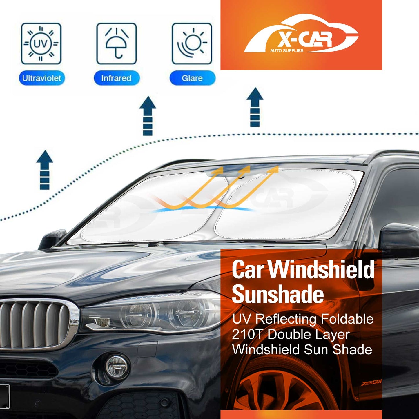 WindScreen Sun Shade for BMW X5 E70 2007-2013 Blocks UV Rays Foldable Custom Wind Screen Sun Visor Protector
